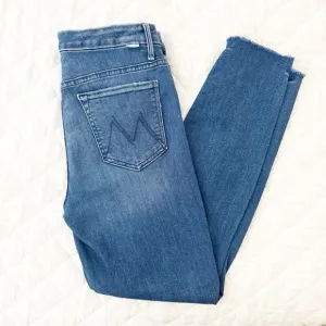 Mother High Waisted Looker Ankle Fray Jeans