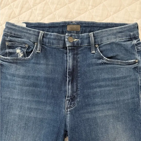 Mother High Waisted Looker Ankle Fray Jeans