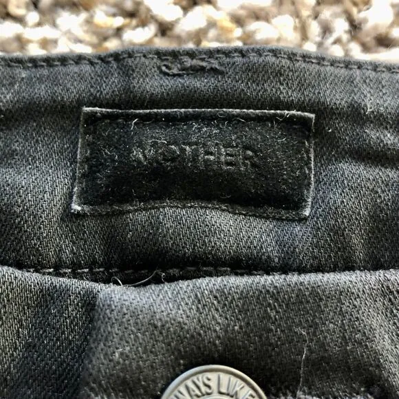 Mother Jeans 26 High Waisted Looker Ankle Fray Guilty Flash Black Skinny Tuxedo
