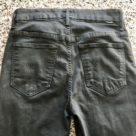 Mother Jeans 26 High Waisted Looker Ankle Fray Guilty Flash Black Skinny Tuxedo