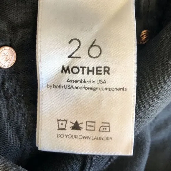 Mother Jeans 26 High Waisted Looker Ankle Fray Guilty Flash Black Skinny Tuxedo