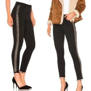 Mother Jeans 26 High Waisted Looker Ankle Fray Guilty Flash Black Skinny Tuxedo