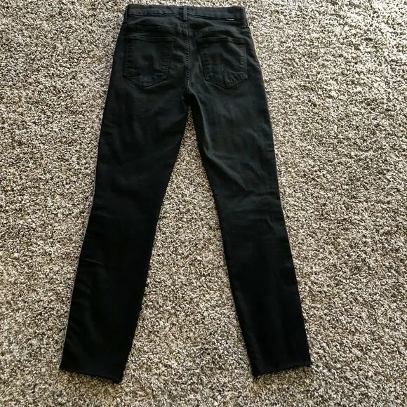 Mother Jeans 26 High Waisted Looker Ankle Fray Guilty Flash Black Skinny Tuxedo