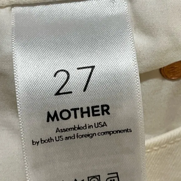 Mother women’s jeans size 27 the tootsie fray off white distressed straight leg