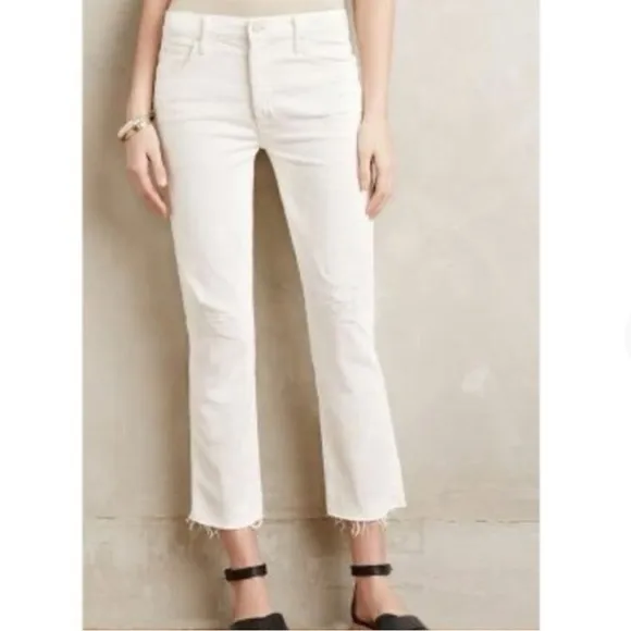 Mother women’s jeans size 27 the tootsie fray off white distressed straight leg