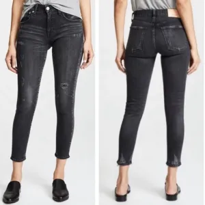 Moussy Vintage| Velma Distressed Skinny Jeans,Black Wash—Mid Rise•••Excellent