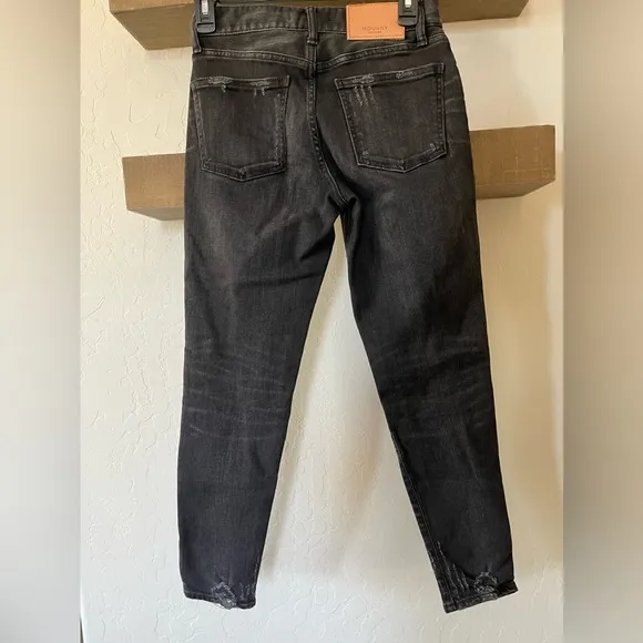 Moussy Vintage| Velma Distressed Skinny Jeans,Black Wash—Mid Rise•••Excellent