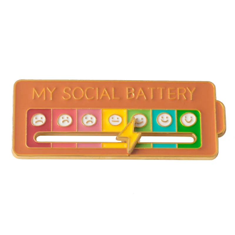 MY SOCIAL BATTERY Mood Slider Pins Interactive Emotion Management Badges