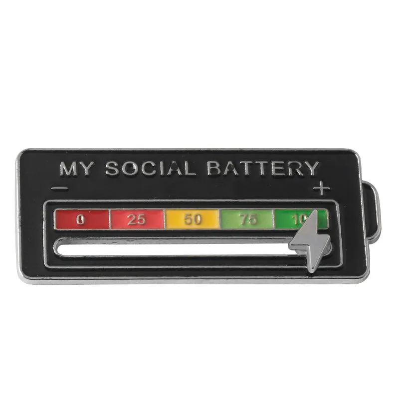 MY SOCIAL BATTERY Mood Slider Pins Interactive Emotion Management Badges