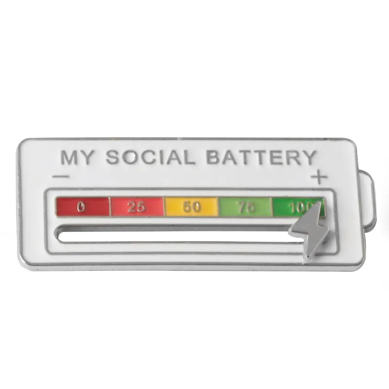 MY SOCIAL BATTERY Mood Slider Pins Interactive Emotion Management Badges