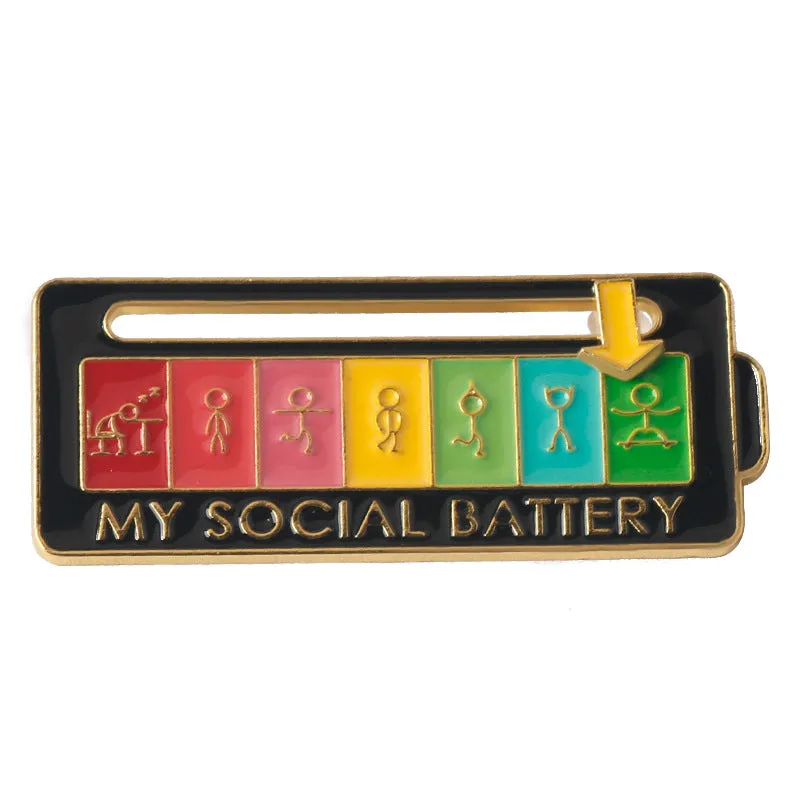 MY SOCIAL BATTERY Mood Slider Pins Interactive Emotion Management Badges