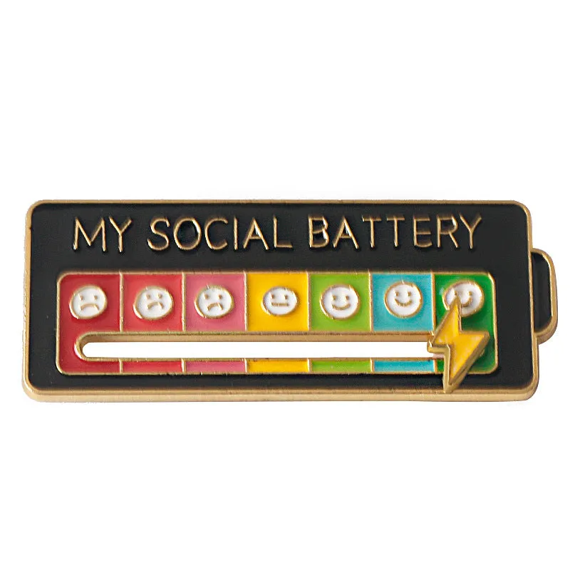 MY SOCIAL BATTERY Mood Slider Pins Interactive Emotion Management Badges