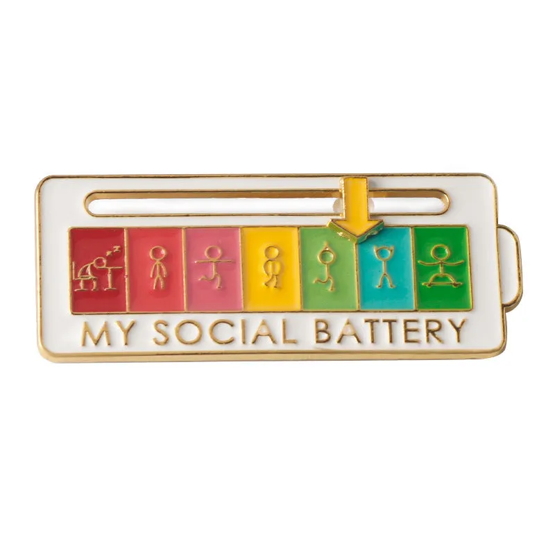 MY SOCIAL BATTERY Mood Slider Pins Interactive Emotion Management Badges