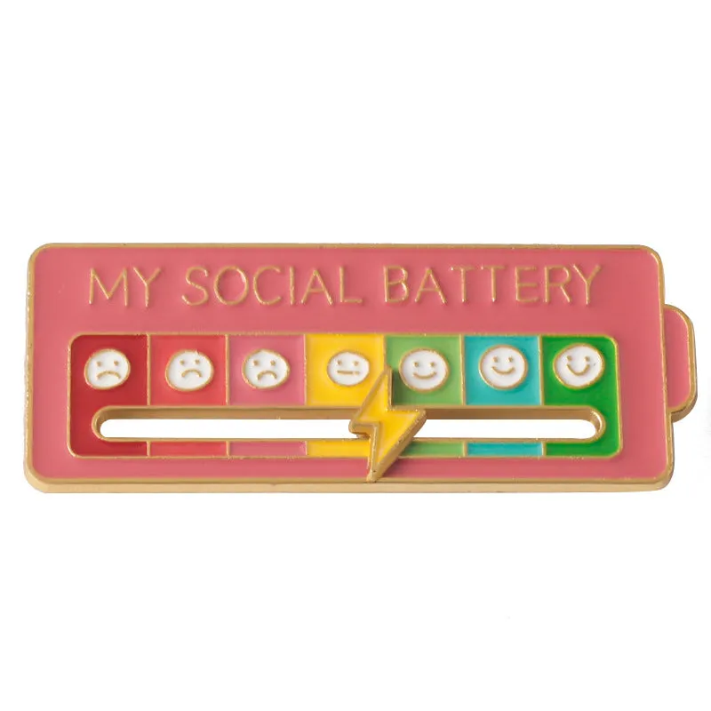 MY SOCIAL BATTERY Mood Slider Pins Interactive Emotion Management Badges