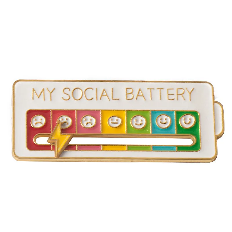 MY SOCIAL BATTERY Mood Slider Pins Interactive Emotion Management Badges