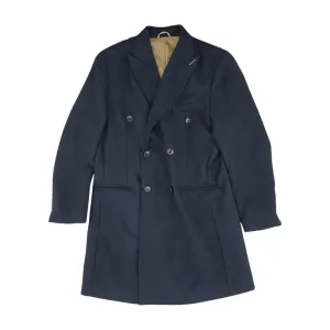 Navy Solid Peacoat Coat