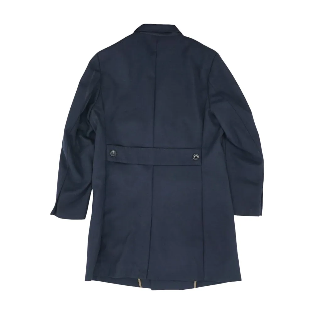 Navy Solid Peacoat Coat