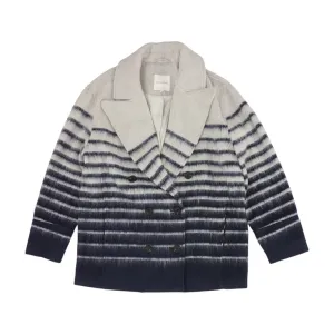 Navy Striped Peacoat Coat