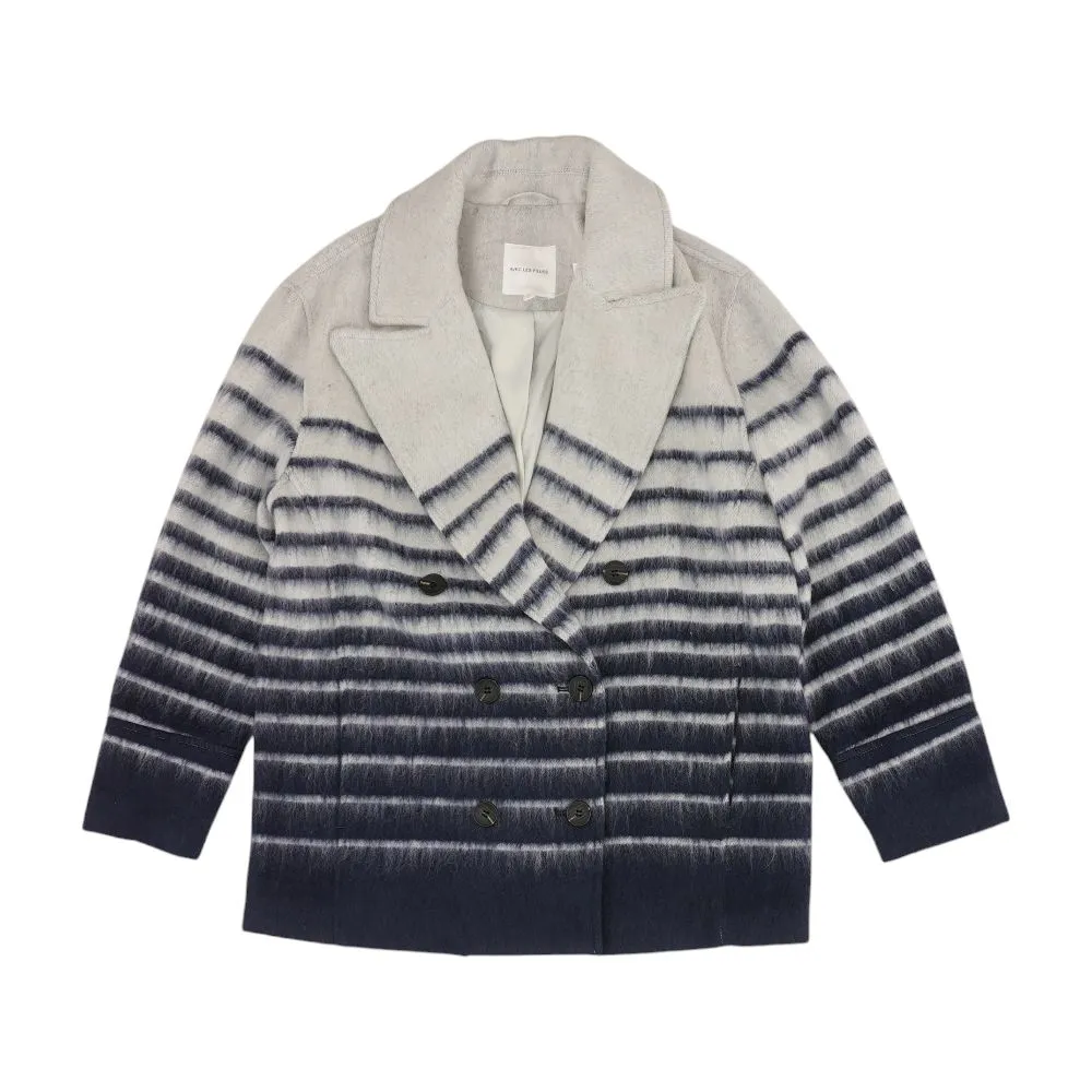 Navy Striped Peacoat Coat