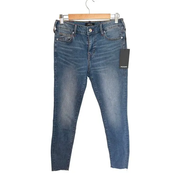 NEW True Religion Jennie Curvy Mid Rise Skinny Raw Hem Jeans 28 Distressed Slim