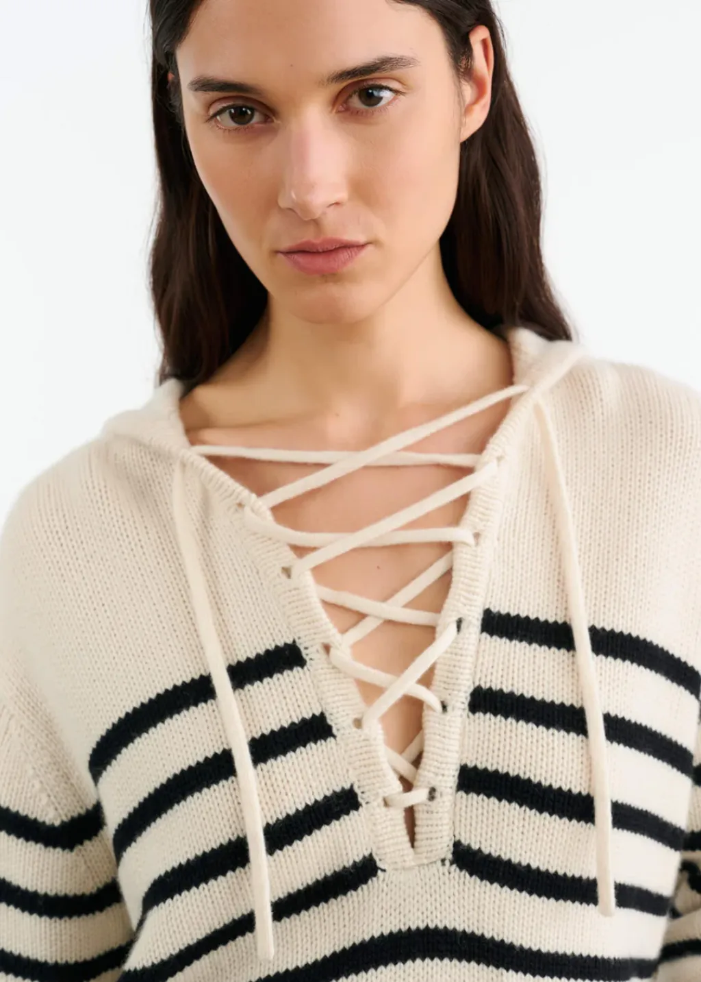 Nili Lotan Noemi Stripe Sweater in Ivory/Black Stripe