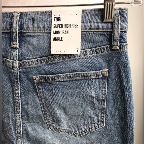 NWT Eunina Tobi Super High Rise Mom Ankle Jeans Starry Night wash  27
