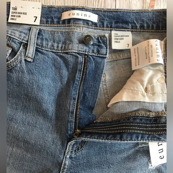 NWT Eunina Tobi Super High Rise Mom Ankle Jeans Starry Night wash  27