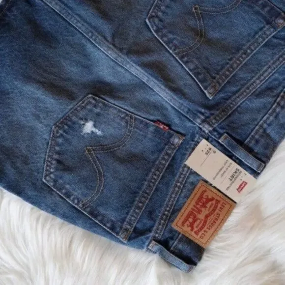 NWT Levis Deconstructed Dark Blue Wash High Rise Mini Skirt Size 25