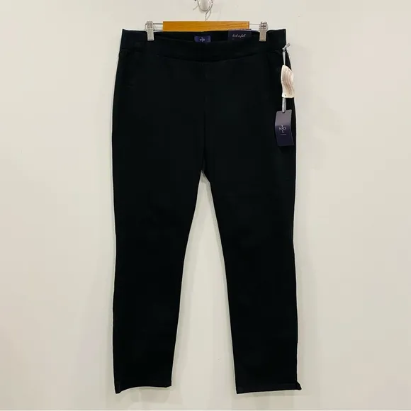 NYDJ NWT Alina Black Denim Pull On Ankle Comfort Jeans Slimming Lift Stretch