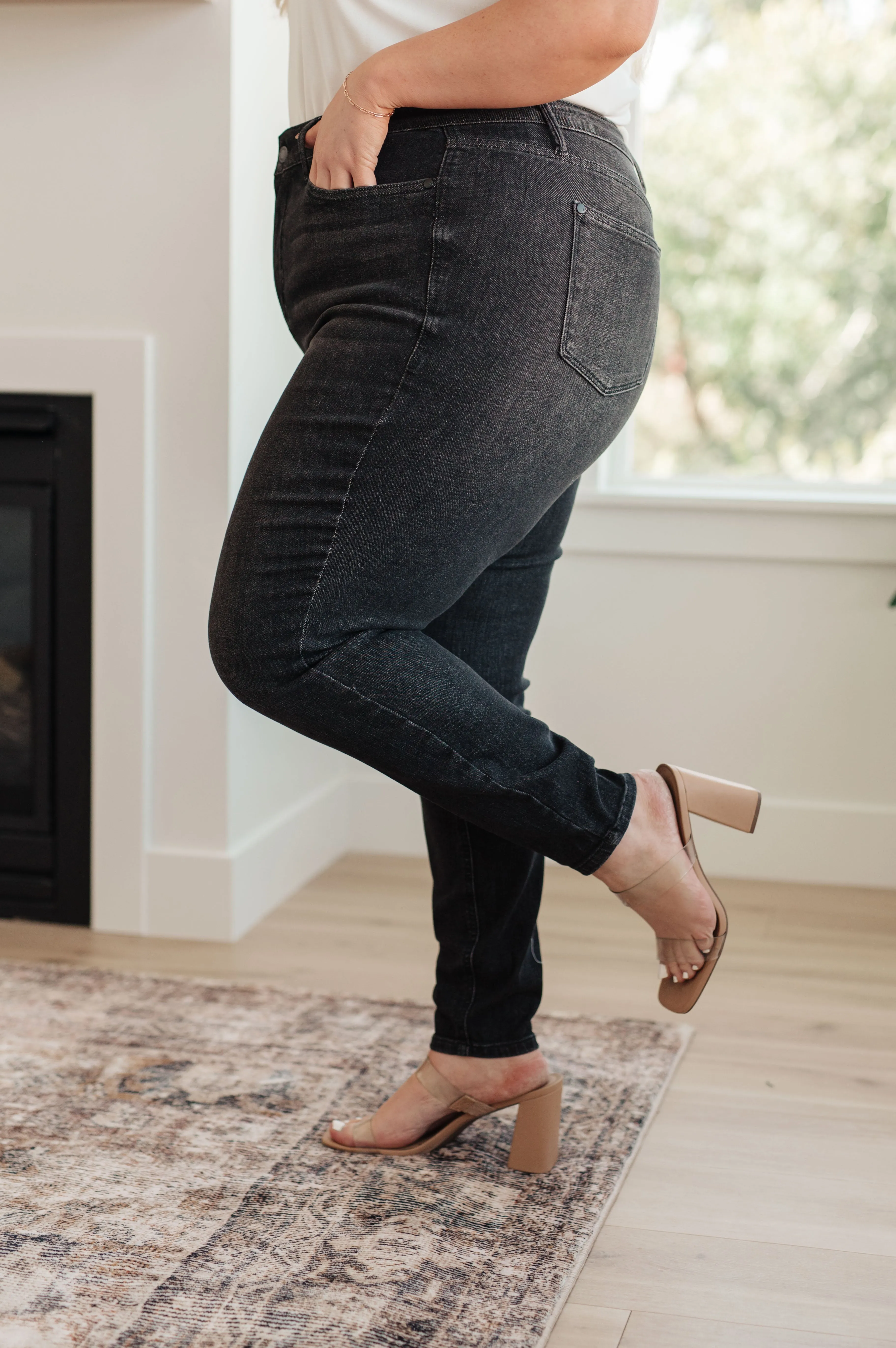 Octavia High Rise Control Top Skinny Jeans in Washed Black by Judy Blue