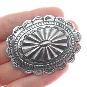 Old Pawn 925 Sterling Silver Vintage Southwestern Concho Oxidized Pin Brooch