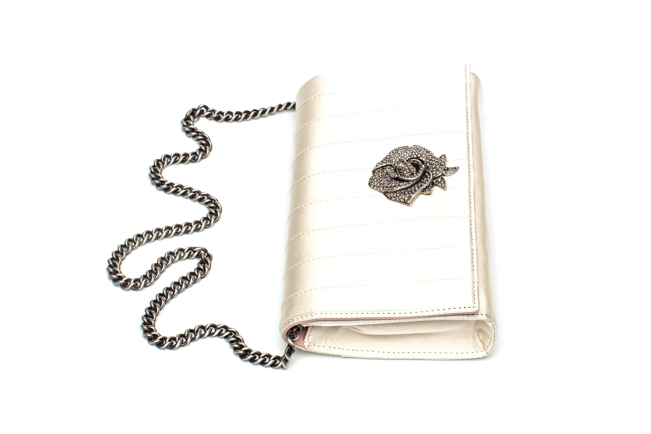Olivia Clutch in Ivory Satin
