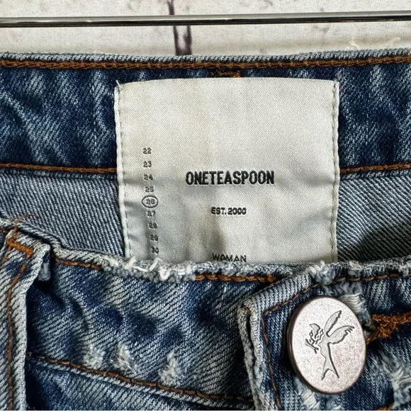 One Teaspoon High Waist Freebird Distressed Skinny  Jeans Johnny Blue Size 26