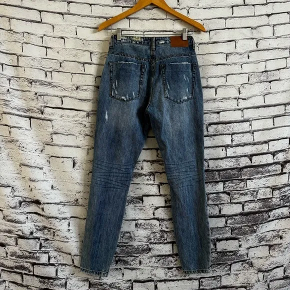 One Teaspoon High Waist Freebird Distressed Skinny  Jeans Johnny Blue Size 26