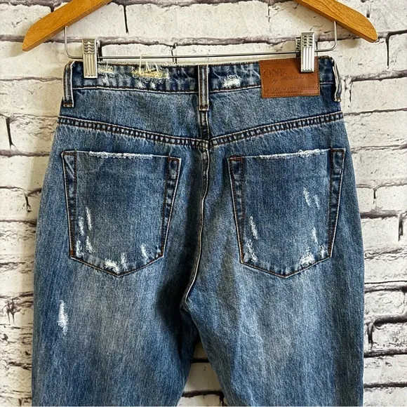 One Teaspoon High Waist Freebird Distressed Skinny  Jeans Johnny Blue Size 26