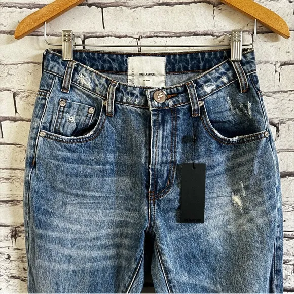 One Teaspoon High Waist Freebird Distressed Skinny  Jeans Johnny Blue Size 26