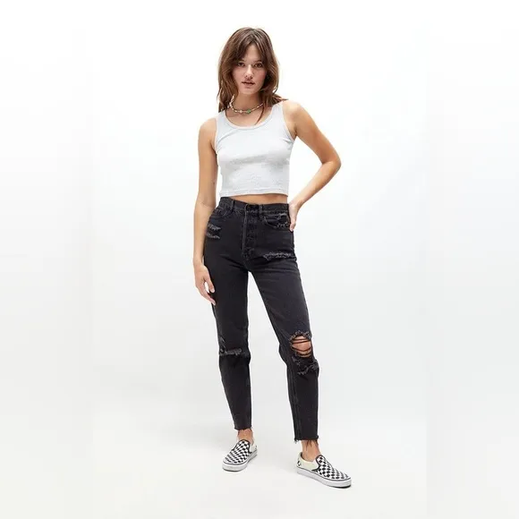 PacSun Eco Black Distressed Ultra High Waisted Slim Fit Jeans