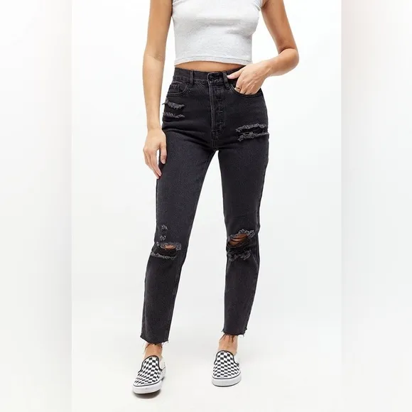 PacSun Eco Black Distressed Ultra High Waisted Slim Fit Jeans