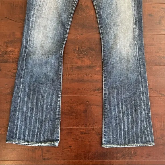 PAPER DENIM &amp; CLOTH Anthropologie Denim Jeans Midrise Bootcut Pin Stripe Size 25