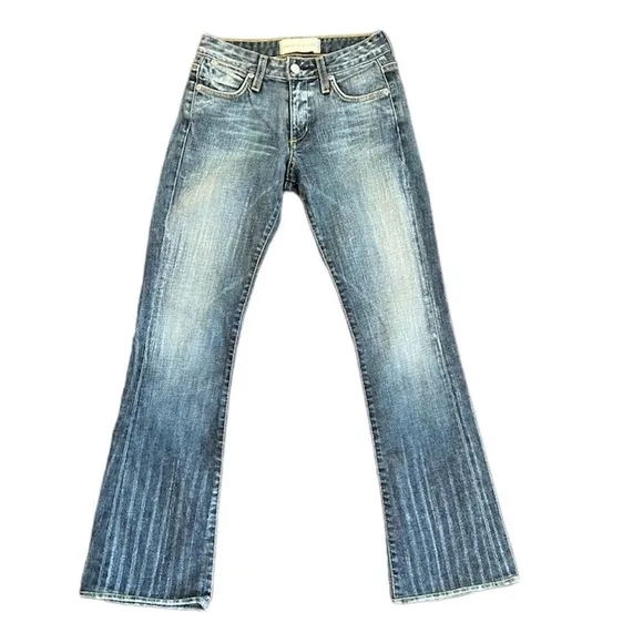 PAPER DENIM &amp; CLOTH Anthropologie Denim Jeans Midrise Bootcut Pin Stripe Size 25