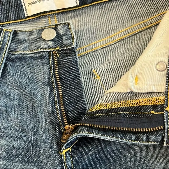 PAPER DENIM &amp; CLOTH Anthropologie Denim Jeans Midrise Bootcut Pin Stripe Size 25