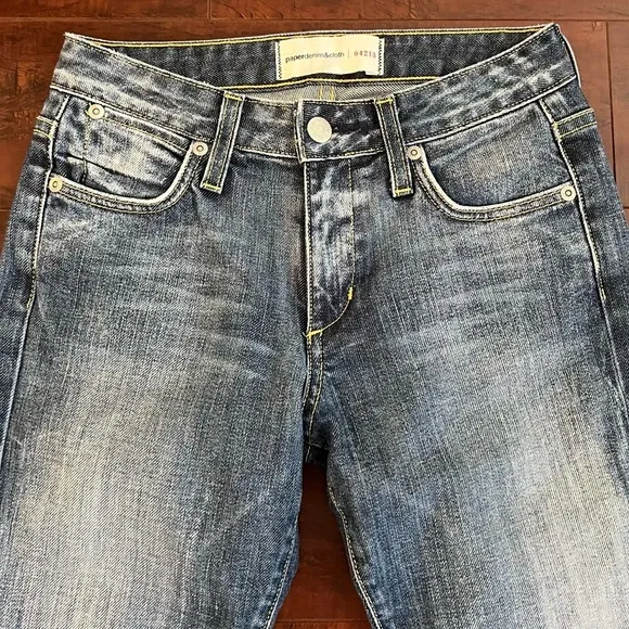 PAPER DENIM &amp; CLOTH Anthropologie Denim Jeans Midrise Bootcut Pin Stripe Size 25