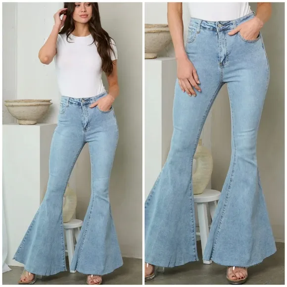 PEACH LOVE CALIFORNIA Flare Bell Bottom High Waisted Jeans