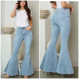 PEACH LOVE CALIFORNIA Flare Bell Bottom High Waisted Jeans
