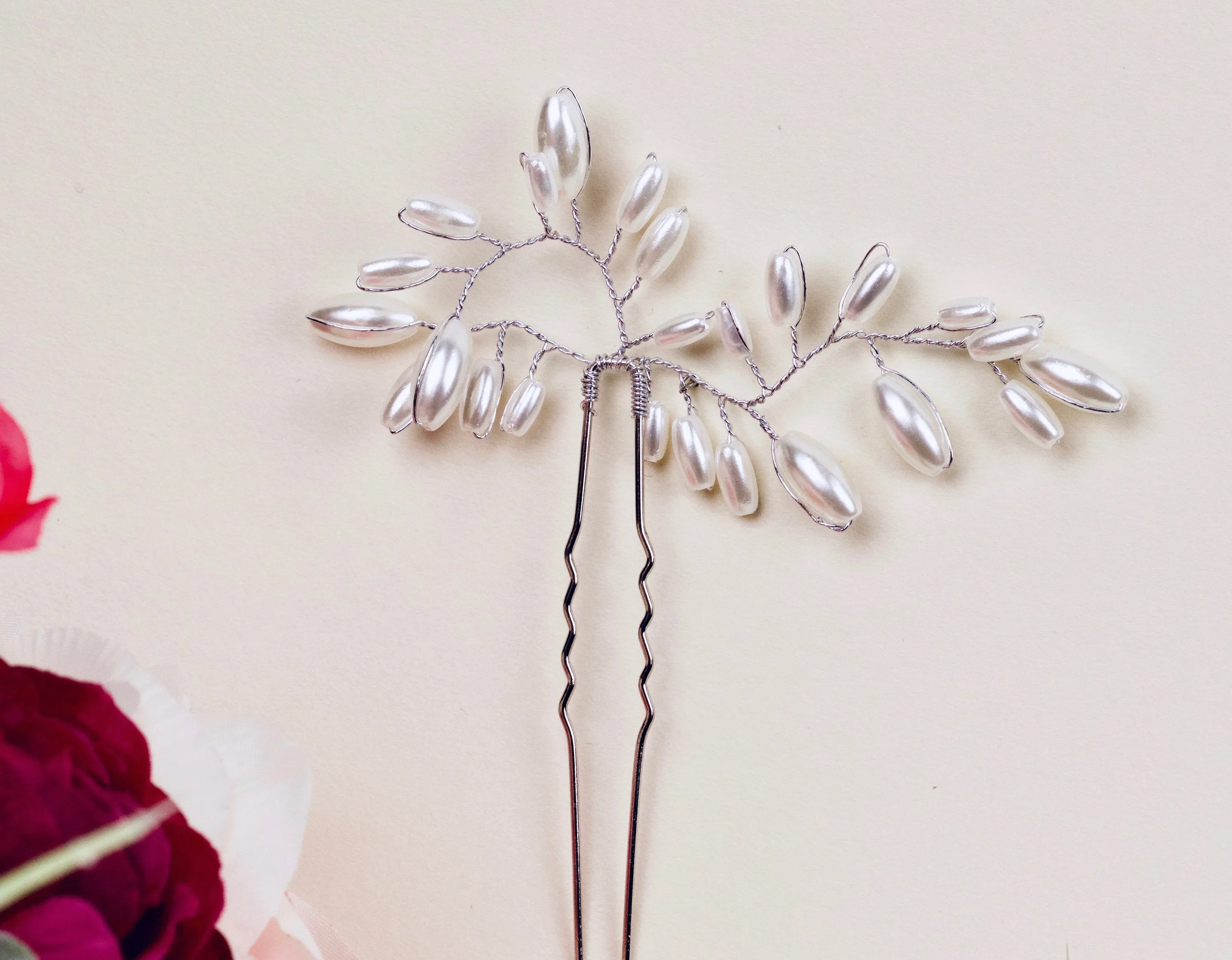 Pearls Hair Pins Set of 2 Branch Hair Pins Bridal Hair Pins  Wedding Hair Pins Branch Hair Pins Bridal Pearl Pins Bridal Hair