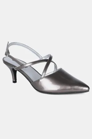 Pewter Pointed Toe Mettalic Stiletto - ZClaire