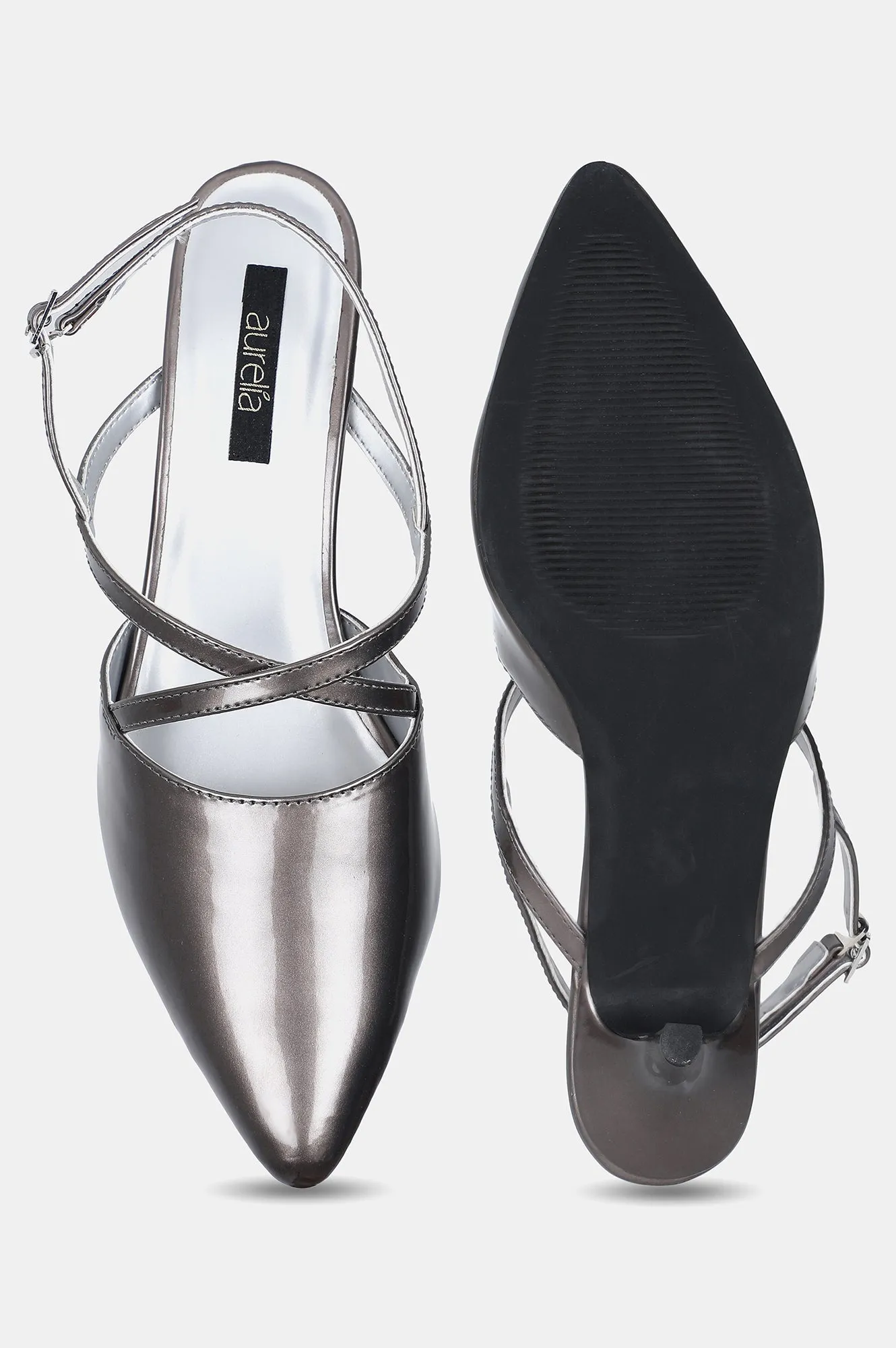 Pewter Pointed Toe Mettalic Stiletto - ZClaire