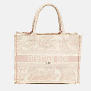 Pink Embroidery Canvas Medium Book Tote