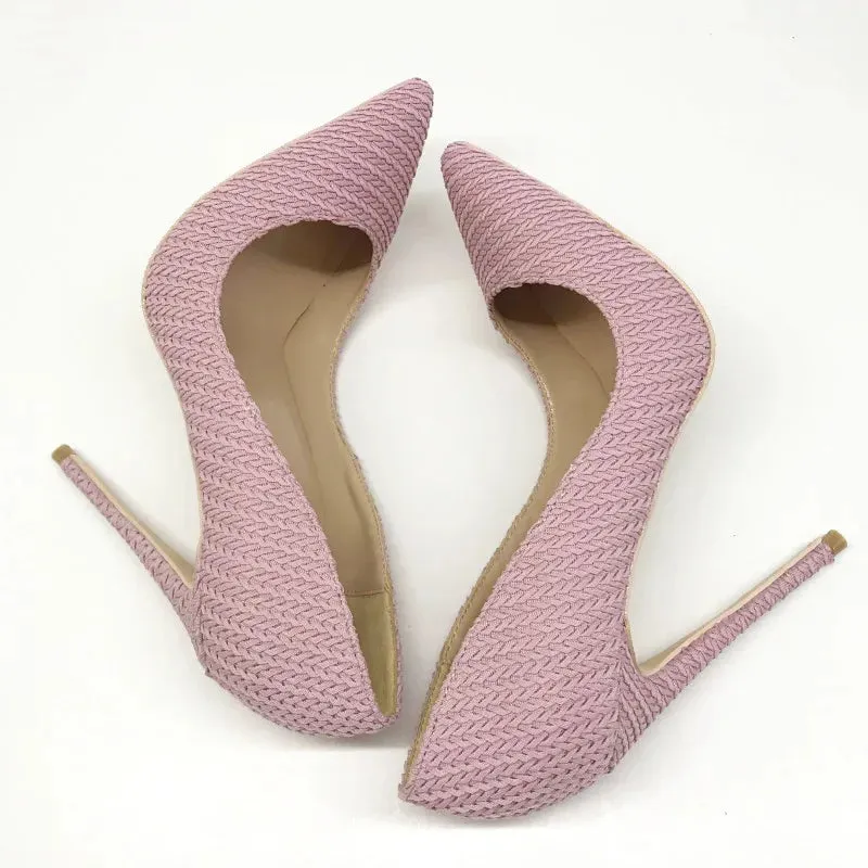 Pink Knitted high heels 12cm women's high heels