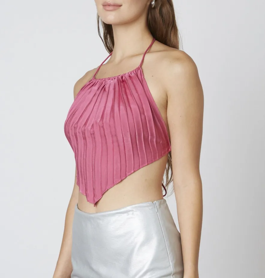 Pleated Halter Crop Top